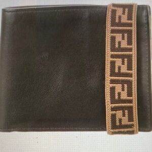 Fendi Brown Bifold wallet with Tan Logo Accent